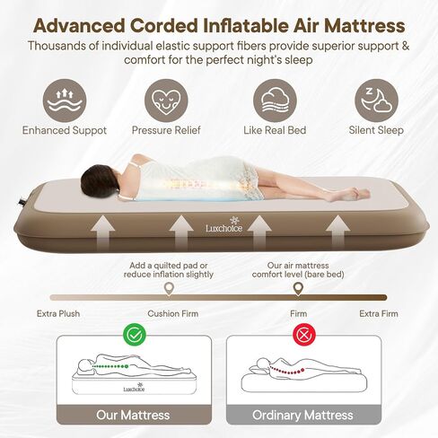 Camping Air Mattress Sleep Cloud Twin with Built in Pump No Air Leak 2 Mins Upgraded Inflatable Mattress Adjustable Firmness Blow up Mattress Ultra Support 1100LBS Portable Home Guests Camping Travel in Saudi Arabia
