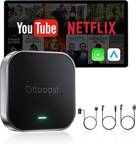 OTTOCAST Magic CarPlay Box 3-in-1 Wireless CarPlay Adapter for iPhone & Android Auto with YouTube Netflix TikTok+,Plug & Play,Auto Bluetooth Connection, Supports SIM & TF Card,App Download,E2 in Saudi Arabia