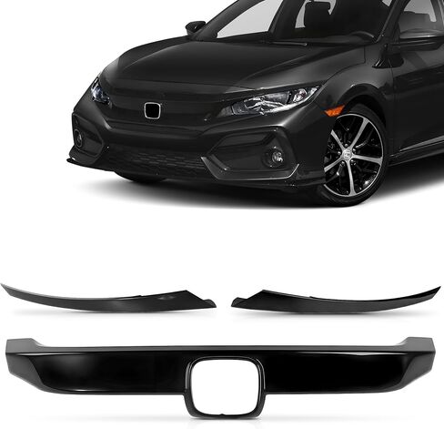 PartsFlow 3PCS Front Bumper Grille Factory Style Grill Glossy Black With Trim For 2016 2017 2018 Honda Civic HO1200231 JDM in Saudi Arabia