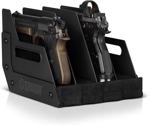 حامل حامل مسدس سلاح ناري من سيفيور إكويبمنت، يناسب 4-12 من معظم المسدسات ذات الماسورة الطويلة، رغوة مبطنة للحماية، ملحقات منظم تخزين خزانة آمنة للمسدس in Kuwait