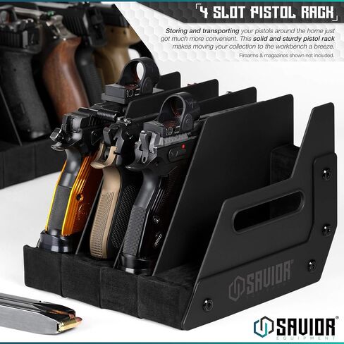 Savior Equipment Gun Pistol Revolver Firearm Handgun Rack Stand, Fit 4-12 of Most Long-Barreled Pistols, Cushioned Foam to Protect, Gun Safe Cabinet Storage Organizer Accessories in Saudi Arabia