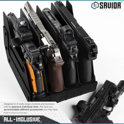 Savior Equipment Gun Pistol Revolver Firearm Handgun Rack Stand, Fit 4-12 of Most Long-Barreled Pistols, Cushioned Foam to Protect, Gun Safe Cabinet Storage Organizer Accessories in Saudi Arabia
