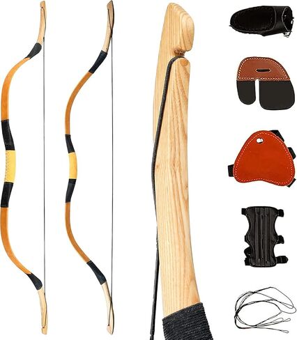 PMZ Archery Recurve Bow Set, 54" High-Performance Horse Bow for Hunting, Right Left Hand Traditional Turkish Bow for Youth Adults Beginners to Advanced Outdoor Practice & Hunting, 20-50 lbs in Saudi Arabia