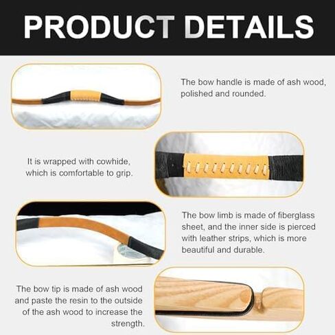 PMZ Archery Recurve Bow Set, 54" High-Performance Horse Bow for Hunting, Right Left Hand Traditional Turkish Bow for Youth Adults Beginners to Advanced Outdoor Practice & Hunting, 20-50 lbs in Saudi Arabia