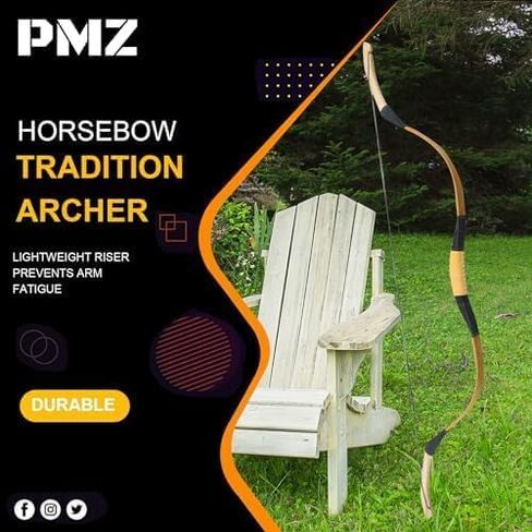PMZ Archery Recurve Bow Set, 54" High-Performance Horse Bow for Hunting, Right Left Hand Traditional Turkish Bow for Youth Adults Beginners to Advanced Outdoor Practice & Hunting, 20-50 lbs in Saudi Arabia