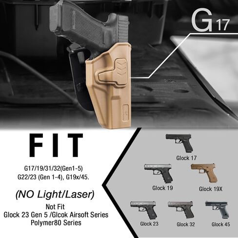 GUN & FLOWER OWB Holster Compatible with Glock 17 19 19X 22 23 31 32 44 45 in Kuwait