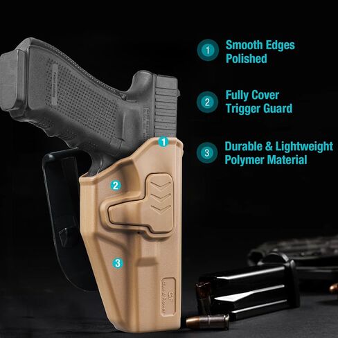 GUN & FLOWER OWB Holster Compatible with Glock 17 19 19X 22 23 31 32 44 45 in Kuwait