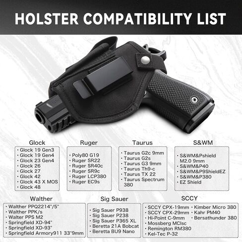 Gun Holster for Men&Women, IWB/OWB 9mm Gun Holsters for Pistols, 380 Concealed Carry Pistol Holster Suitable for Glock, S&W M&P Shield, Sig and Similar Handguns in Saudi Arabia