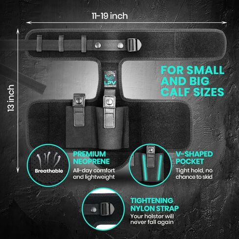 حافظة كاحل ممتازة لإخفاء عميق، 9 ملم 380 | نسخة مطورة | مريح ومتين | يناسب Glock 43 26 19، Ruger LCP، SIG P365، Springfield، Shield 9mm، Bodyguard 380 ومعظم المسدسات الأخرى in Kuwait