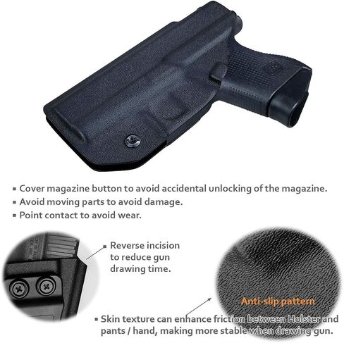 POLE.CRAFT IWB Kydex Holster Custom Fits: Glock 43 / Glock 43X - Inside Waistband Carry Holster - Adj. Cant Retention - Cover Mag-Button - No Wear - No Jitter in Saudi Arabia
