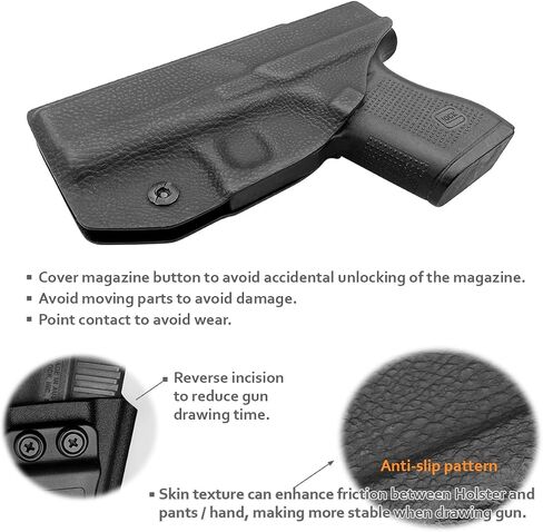 POLE.CRAFT IWB Kydex Holster يناسب حسب الطلب: Glock 43 / Glock 43X - حافظة حمل حزام الخصر الداخلي - Adj. عدم القدرة على الاحتفاظ - زر الغطاء المغناطيسي - عدم التآكل - عدم وجود اهتزاز in Kuwait