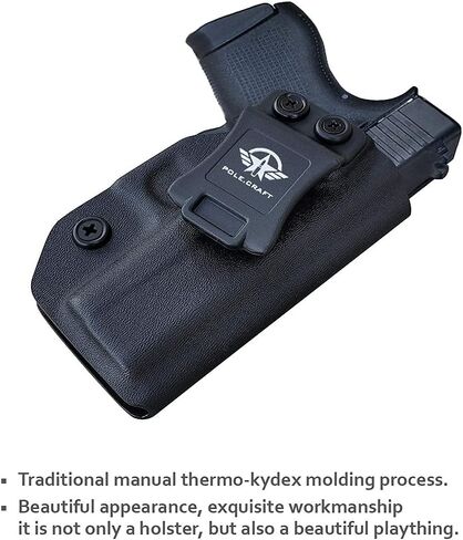 POLE.CRAFT IWB Kydex Holster Custom Fits: Glock 43 / Glock 43X - Inside Waistband Carry Holster - Adj. Cant Retention - Cover Mag-Button - No Wear - No Jitter in Saudi Arabia