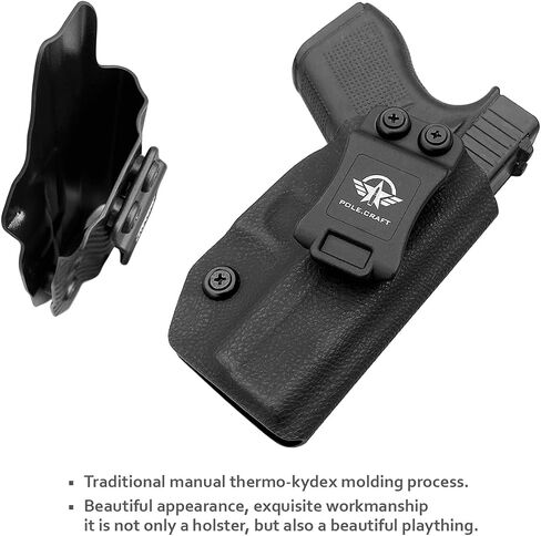 POLE.CRAFT IWB Kydex Holster يناسب حسب الطلب: Glock 43 / Glock 43X - حافظة حمل حزام الخصر الداخلي - Adj. عدم القدرة على الاحتفاظ - زر الغطاء المغناطيسي - عدم التآكل - عدم وجود اهتزاز in Kuwait