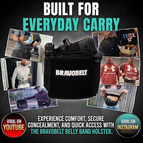 BRAVOBELT Belly Band Holster - by BRAVOBELT Athletic Performance Holster for Running, Jogging, Hiking - G17-43 S&W M&P 40 Shield | for Men & Women in Saudi Arabia
