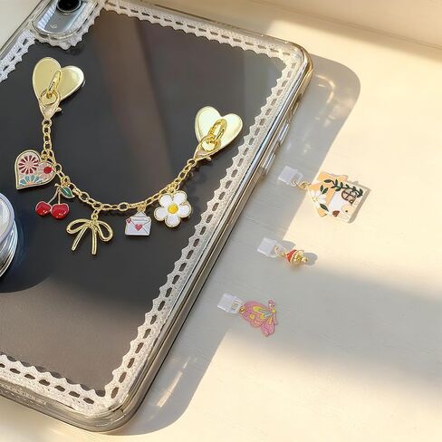 Dust Plug Charm Chains for Kindle - 4Pcs Silver Star Moon Bat Dustplug & Phone Chain Bracelets Accessories Compatible for Kindle/E-Reader/Phones, Gift for Book Lovers Women Men in Saudi Arabia