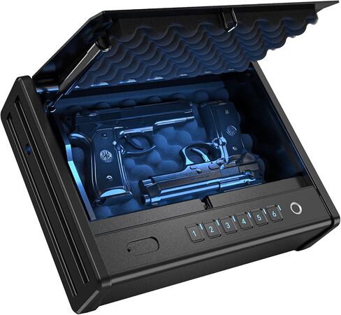 Dveron handgun safe for 2 Pistols with Interior light, Safe box for Cloakroom Bedroom Nightstand and Car, Black in Saudi Arabia