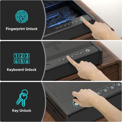 Dveron handgun safe for 2 Pistols with Interior light, Safe box for Cloakroom Bedroom Nightstand and Car, Black in Saudi Arabia