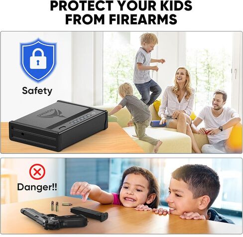 Dveron handgun safe for 2 Pistols with Interior light, Safe box for Cloakroom Bedroom Nightstand and Car, Black in Saudi Arabia