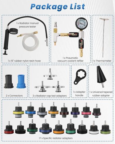ATPEAM 14PCS Radiator Pressure Leakage Tester Tool Kit, Automotive Cooling System Water Tank Leak Test Detector Set, Coolant Pressure Tester Kit with Aluminum Hand Pump and Adapters in Saudi Arabia