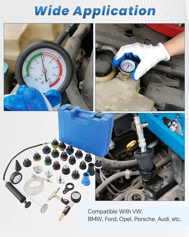 ATPEAM 14PCS Radiator Pressure Leakage Tester Tool Kit, Automotive Cooling System Water Tank Leak Test Detector Set, Coolant Pressure Tester Kit with Aluminum Hand Pump and Adapters in Saudi Arabia