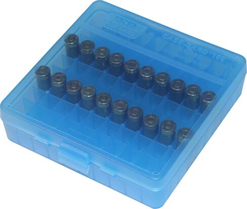 MTM 100 Round Flip-Top Ammo Box 40/45/10MM Cal (Clear Blue) in Saudi Arabia