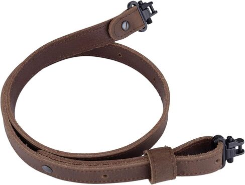 Raiseek Rifle Gun Sling Buffalo Hide Leather مع دوارات Mil-Spec، حزام مسدس متين، أجهزة معدنية واسعة 1 بوصة in Kuwait