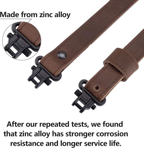 Raiseek Rifle Gun Sling Buffalo Hide Leather مع دوارات Mil-Spec، حزام مسدس متين، أجهزة معدنية واسعة 1 بوصة in Kuwait