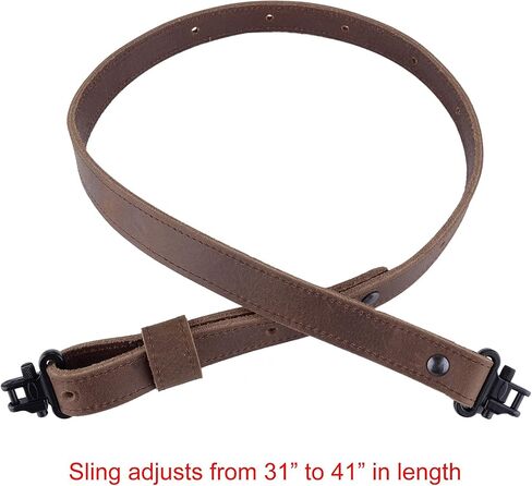 Raiseek Rifle Gun Sling Buffalo Hide Leather مع دوارات Mil-Spec، حزام مسدس متين، أجهزة معدنية واسعة 1 بوصة in Kuwait
