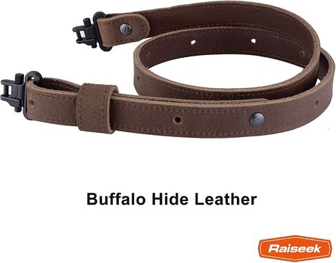 Raiseek Rifle Gun Sling Buffalo Hide Leather مع دوارات Mil-Spec، حزام مسدس متين، أجهزة معدنية واسعة 1 بوصة in Kuwait
