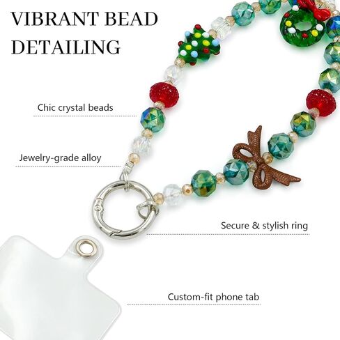 Sparkling beaded Charms Strap, Crystal Bracelet Wrist Lanyard, Cute Phone Key Chain, suitable for camera, wallet and mobile phone case, Christmas gifts in Saudi Arabia