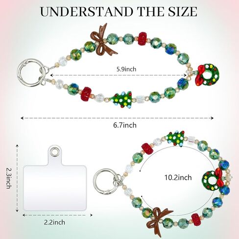 Sparkling beaded Charms Strap, Crystal Bracelet Wrist Lanyard, Cute Phone Key Chain, suitable for camera, wallet and mobile phone case, Christmas gifts in Saudi Arabia