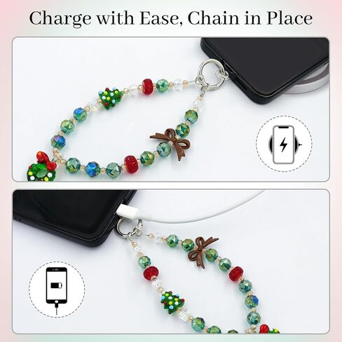 Sparkling beaded Charms Strap, Crystal Bracelet Wrist Lanyard, Cute Phone Key Chain, suitable for camera, wallet and mobile phone case, Christmas gifts in Saudi Arabia