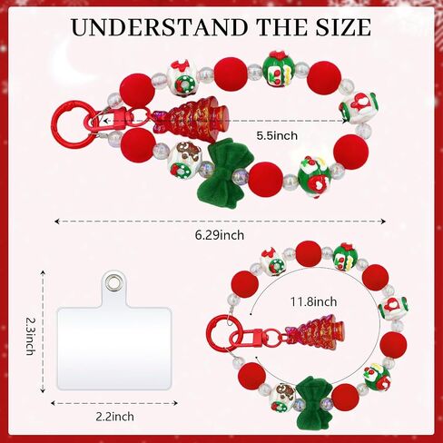 Sparkling beaded Charms Strap, Crystal Bracelet Wrist Lanyard, Cute Phone Key Chain, suitable for camera, wallet and mobile phone case, Christmas gifts in Saudi Arabia