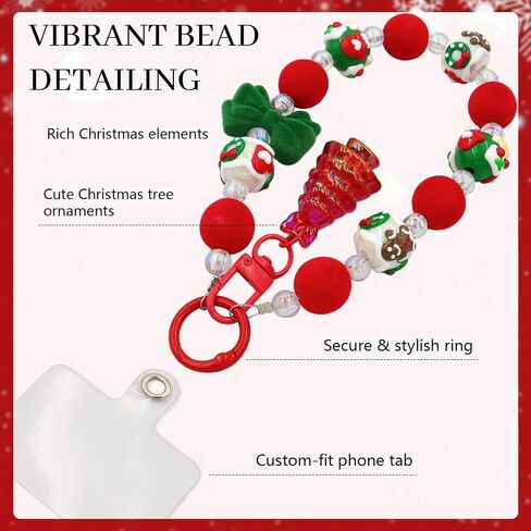 Sparkling beaded Charms Strap, Crystal Bracelet Wrist Lanyard, Cute Phone Key Chain, suitable for camera, wallet and mobile phone case, Christmas gifts in Saudi Arabia