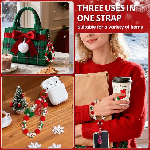 Sparkling beaded Charms Strap, Crystal Bracelet Wrist Lanyard, Cute Phone Key Chain, suitable for camera, wallet and mobile phone case, Christmas gifts in Saudi Arabia