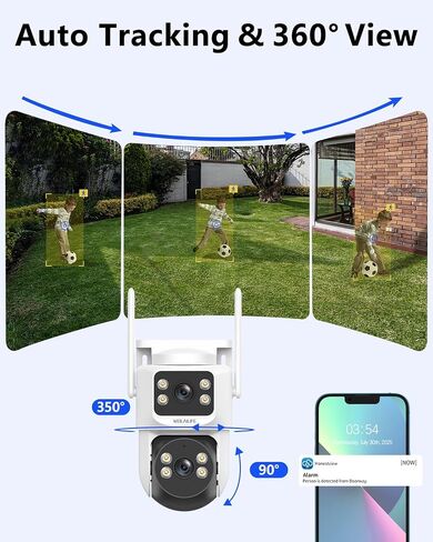 【عرض 360 درجة وصوت ثنائي الاتجاه】 كاميرات مراقبة PTZ بدقة 4 ميجابكسل لاسلكية في الهواء الطلق، نظام مراقبة منزلي واي فاي، أنظمة أمان لاسلكية خارجية in Saudi Arabia