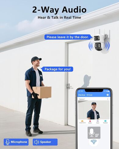 【عرض 360 درجة وصوت ثنائي الاتجاه】 كاميرات مراقبة PTZ بدقة 4 ميجابكسل لاسلكية في الهواء الطلق، نظام مراقبة منزلي واي فاي، أنظمة أمان لاسلكية خارجية in Saudi Arabia