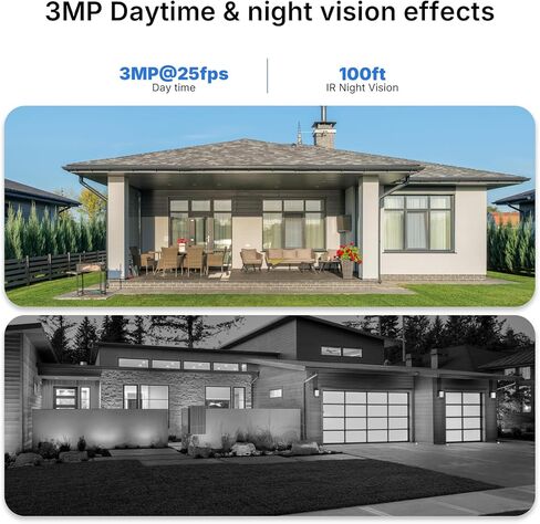 Rraycom Home Security Camera System,4pcs H.265 3MP Wired PoE IP Cameras Outdoor with Spotlight&Motion Detection,Two-Way Audio,Waterproof,4K NVR with 1TB HDD for 24-7 Recording,No Monthly Fee in Kuwait