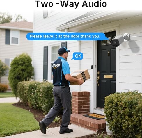 Rraycom Home Security Camera System,4pcs H.265 3MP Wired PoE IP Cameras Outdoor with Spotlight&Motion Detection,Two-Way Audio,Waterproof,4K NVR with 1TB HDD for 24-7 Recording,No Monthly Fee in Kuwait