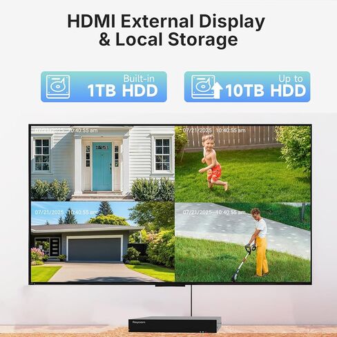 Rraycom Home Security Camera System,4pcs H.265 3MP Wired PoE IP Cameras Outdoor with Spotlight&Motion Detection,Two-Way Audio,Waterproof,4K NVR with 1TB HDD for 24-7 Recording,No Monthly Fee in Kuwait