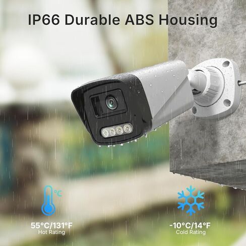 Rraycom Home Security Camera System,4pcs H.265 3MP Wired PoE IP Cameras Outdoor with Spotlight&Motion Detection,Two-Way Audio,Waterproof,4K NVR with 1TB HDD for 24-7 Recording,No Monthly Fee in Kuwait