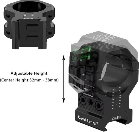 حلقات نطاق Picatinny دقيقة من WestHunter Optics مع تعديل 120 MOA، أنبوب 1 بوصة 30 مم 34 مم قابل للتعديل مع مستوى الفقاعات in Kuwait