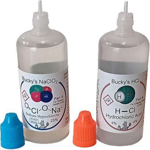 Chlorine Dioxide Solution CDS Kit | 100ml Hydrochloric Acid 4% (HCl) : 100ml Sodium Hypochlorite 25% in Saudi Arabia
