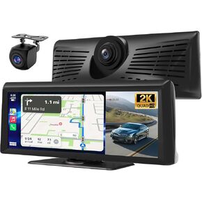 Carplay Screen for Car with 2K Dash Cam 1080P Backup Camera, Wireless Carplay Screen 8.1" HD Portable Car Stereo Touchscreen with Apple CarPlay Android Auto Voice Control Bluetooth Mirror Link GPS Nav in Kuwait