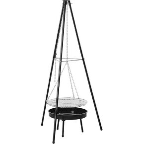 UNITED FIRE- Tripod Swing Grill with Hanging Chain – 59 in Tall, Includes 20" Fire Pit & 18" Adjustable Grill Grate – Outdoor Charcoal BBQ Campfire Cooking Station in Saudi Arabia