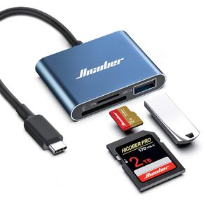 Hicober USB C إلى SD، قارئ بطاقة ذاكرة Micro SD، محول قارئ بطاقات من النوع C إلى SD سعة 2 تيرابايت لكاميرا MacBook Android Windows Linux وأجهزة أخرى من النوع C - رمادي فضائي in Kuwait