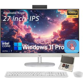 كمبيوتر مكتبي HP 27 الكل في واحد بشاشة تعمل باللمس، ذاكرة وصول عشوائي DDR5 سعة 32 جيجابايت، محرك أقراص SSD سعة 1 تيرابايت، Intel 12 Core Ultra 7 155U، شاشة لمس FHD IPS، لوحة مفاتيح وماوس لاسلكي، Win 11 Pro، كاميرا 1080 بكسل، مع ملحقات in Kuwait