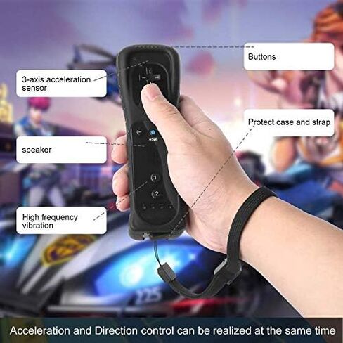 وحدة تحكم PowerLead لجهاز Wii، وجهاز تحكم Motion Plus مدمج وجهاز تحكم Nunchuck لجهاز Nintendo Wii وWii U + حافظة من السيليكون باللون الأسود in Saudi Arabia