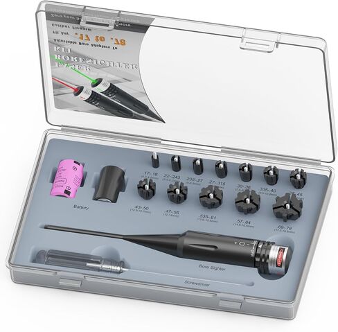 Professional Laser Bore Sight Kit for Multiple Caliber with Switch Function Suitable for All .17 to 12GA Rifles Pistols(Red or Green Laser) in Saudi Arabia
