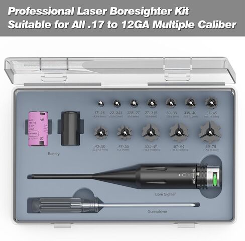 Professional Laser Bore Sight Kit for Multiple Caliber with Switch Function Suitable for All .17 to 12GA Rifles Pistols(Red or Green Laser) in Saudi Arabia